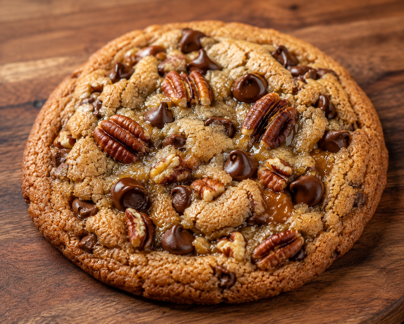 Gooey Chocolate Pecan Caramel Cookie
