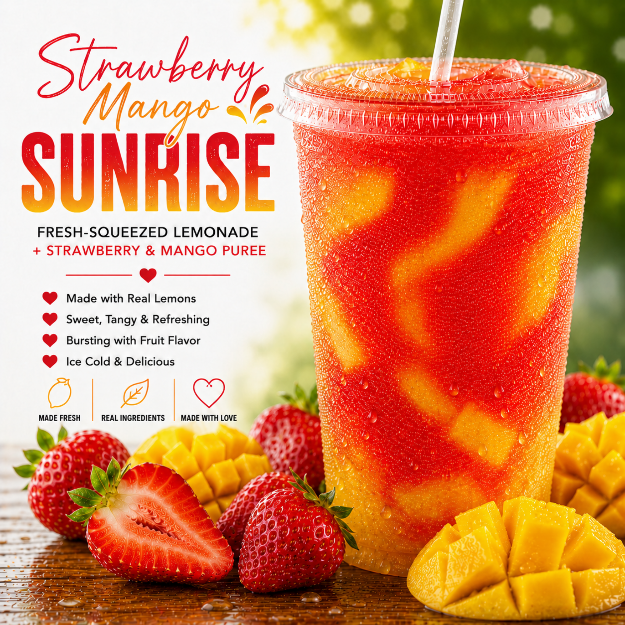 Strawberry Mango Sunrise Lemonade